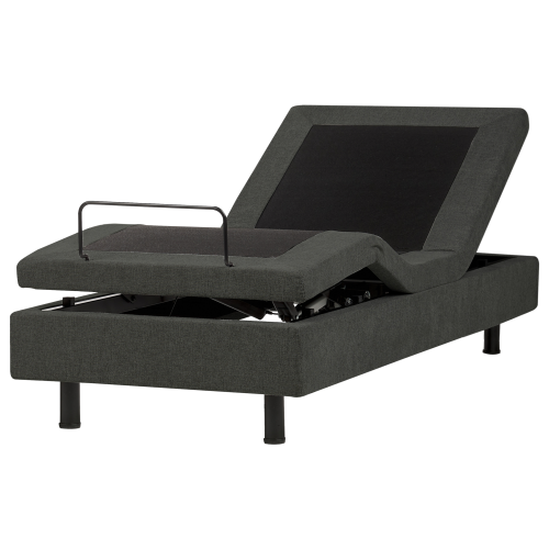 Beliani Adjustable Bed without Headboard Fabric CASTELLAN 80 x 200 cm (EU Small Single) Dark Grey