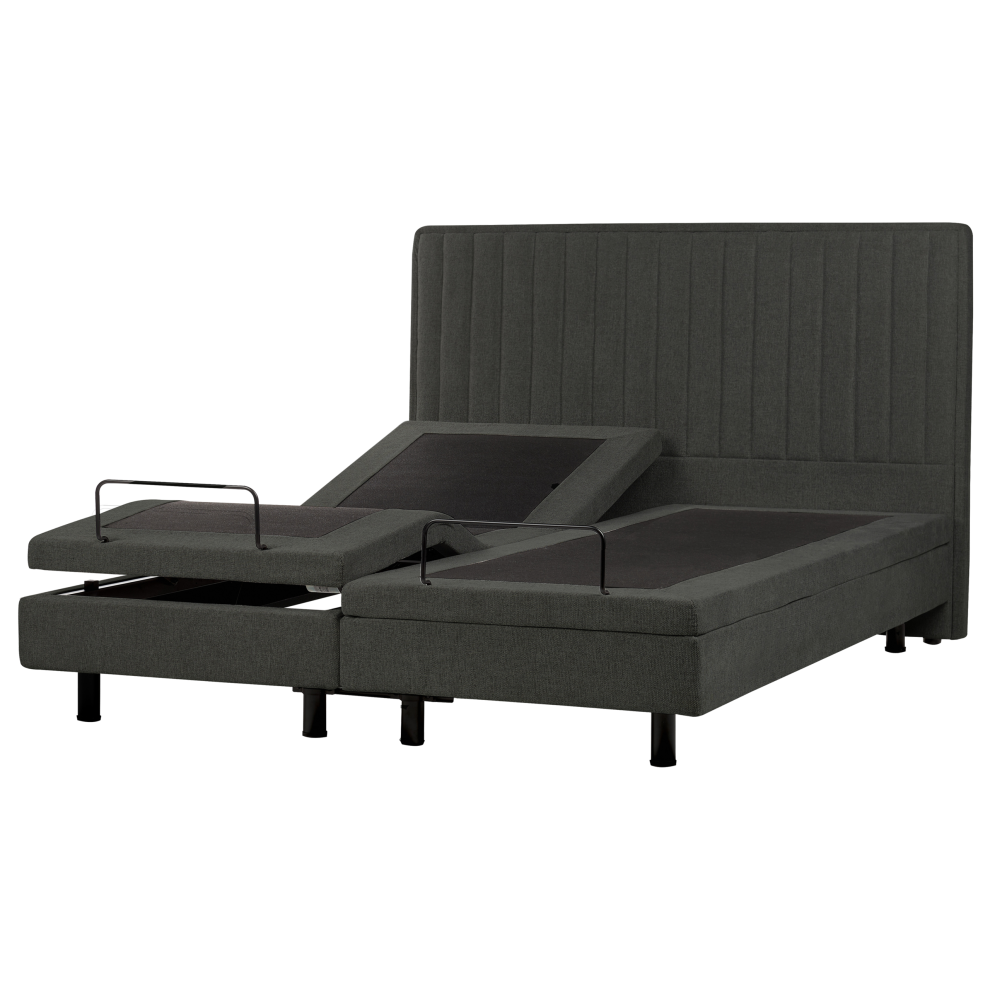 Photos - Bed Beliani Adjustable  Fabric CASTELLAN 180 x 200 cm  Dark Grey (EU Super King)