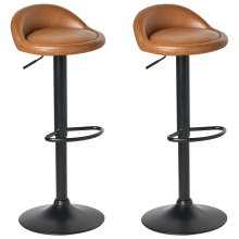 Set of 2 Bar Stools MEEDER Faux Leather Swivel Brown
