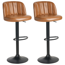 Set of 2 Bar Stools VLORE Faux Leather Swivel Brown
