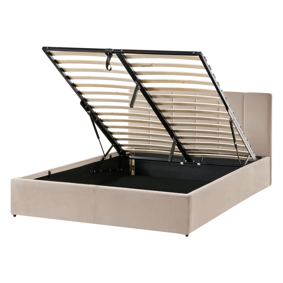 Photos - Bed Beliani Ottoman  DREUX Velvet Taupe 140 x 200 cm  Brown (EU Double)