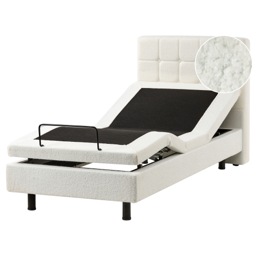Beliani Adjustable Bed Boucle DUKE 90 x 200 cm (EU Single) Off-White