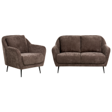 Living Room Set 3 Seater EIBY Chenille Dark Brown