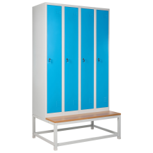 4-Door Storage Locker with Bench ATHLETE Metal Grey/ Blue