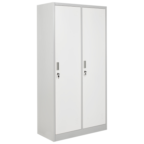 Beliani Double Door Storage Locker ATHLETE Metal Grey/ White