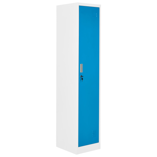Beliani Single Door Storage Locker ATHLETE Metal White/ Blue