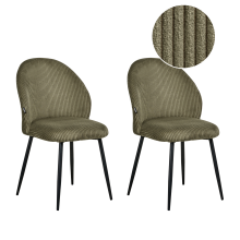 Set of 2 Dining Chairs ELOY Corduroy Dark Green