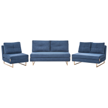 Living Room Set 6 Seater JERSLEV Fabric Blue
