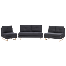 Living Room Set 6 Seater JERSLEV Fabric Black