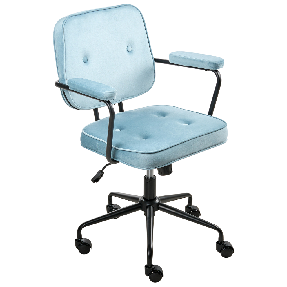 Beliani Desk Chair Pawnee Velvet Light Blue