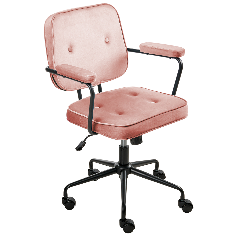 Beliani Desk Chair Pawnee Velvet Pink