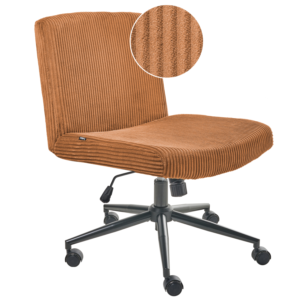 Beliani Desk Chair Geddes Corduroy Golden Brown