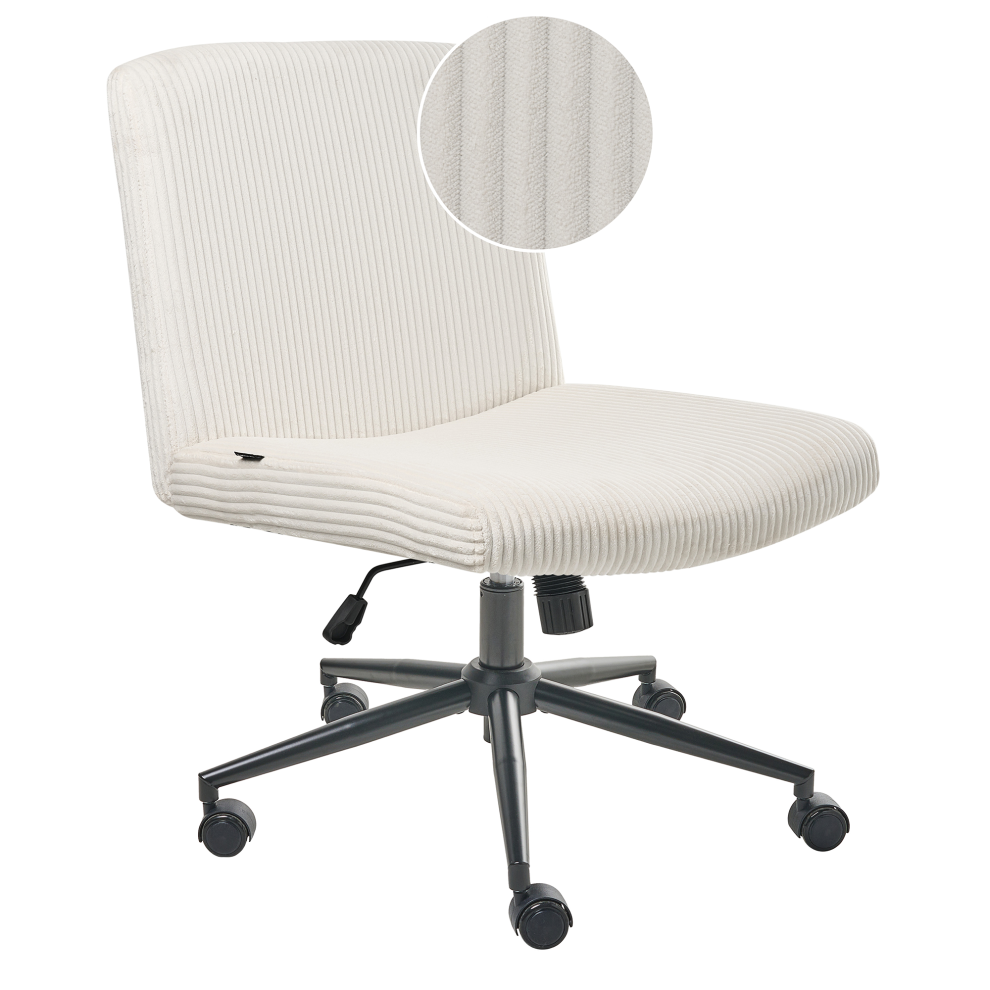 Beliani Desk Chair Geddes Corduroy White