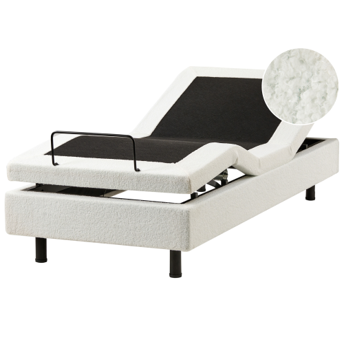 Beliani Adjustable Bed without Headboard Boucle DUKE 80 x 200 cm (EU Small Single) Off-White