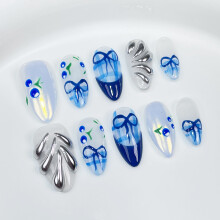 (XS) Bowknot Press-on Nails for Women & Girls