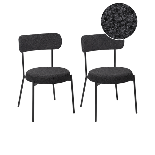 Beliani Set of 2 Dining Chairs ALLISON Boucle Black