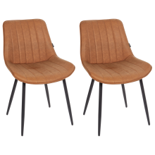 Set of 2 Dining Chairs DUBROVNIK Faux Leather Brown