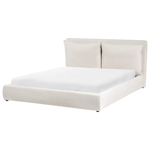 Beliani Bed Fabric BAJONNA 160 x 200 cm (EU King Size) Light Beige