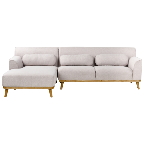 Beliani Corner Sofa 3 Seater SIMOS Fabric Light Grey Right Hand