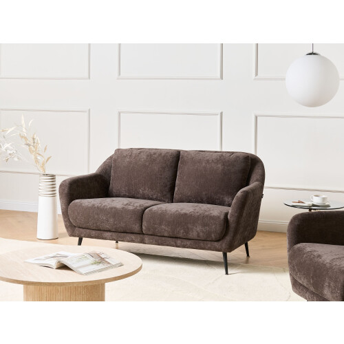 Beliani Sofa 2 Seater EIBY Chenille Dark Brown 1