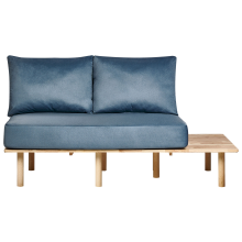 Sofa 2 Seater SALO Fabric Blue with Tables