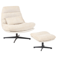 Swivel Armchair TOVIK with Footstool Chenille Light Beige