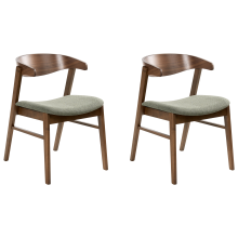 Set of 2 Dining Chairs LILLY Fabric Dark Green/ Brown