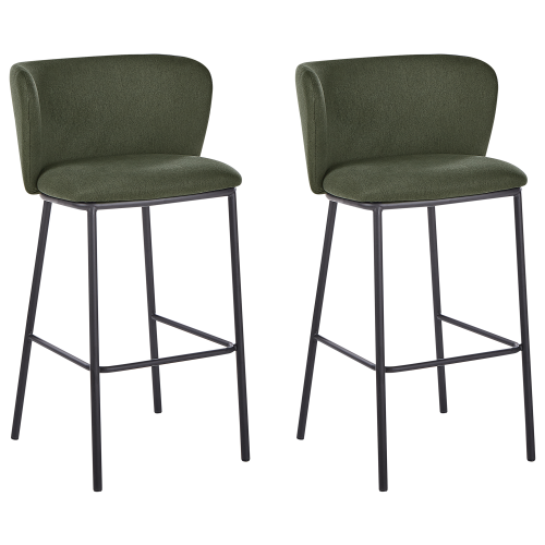 Beliani Set of 2 Bar Chairs MINA Dark Green