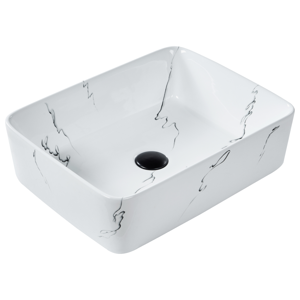 Beliani Countertop Basin Hopi White Marble 490 X 380 Mm Ceramic