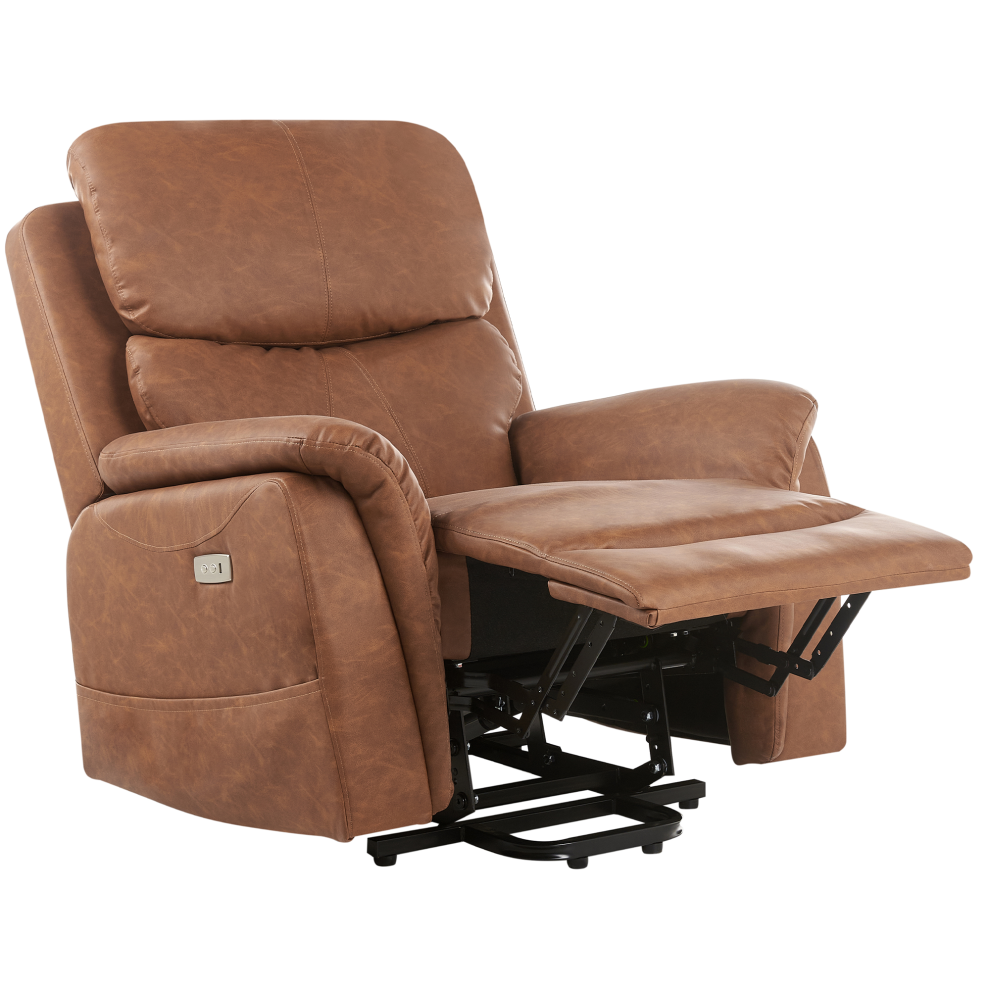 Beliani Electric Recliner Chair Glorie With Massage Faux Leather Brown