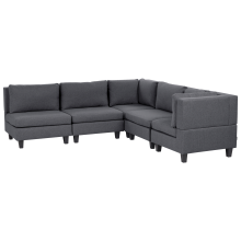Modular Corner Sofa 5 Seater UNSTAD Left Hand Dark Grey Fabric