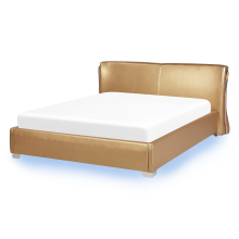 Waterbed with LED Leather PARIS 140 x 200 cm (EU Double) Gold