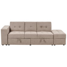 Sofa Bed 3 Seater FALSTER Fabric Light Brown with Storage