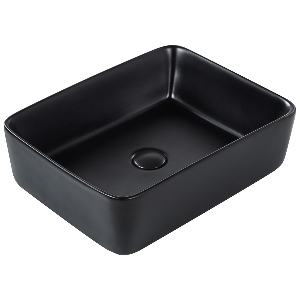 Beliani Countertop Basin Travesia Black 490 X 380 Mm Ceramic
