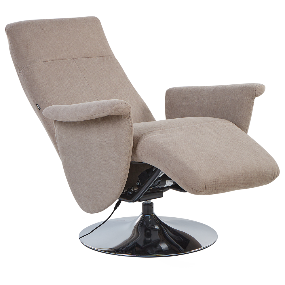 Beliani Recliner Chair Prime With Footrest Fabric Taupe