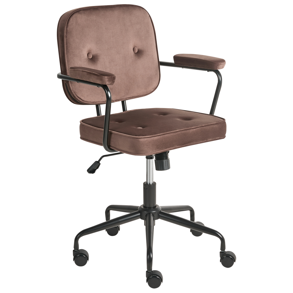 Beliani Desk Chair Pawnee Velvet Brown