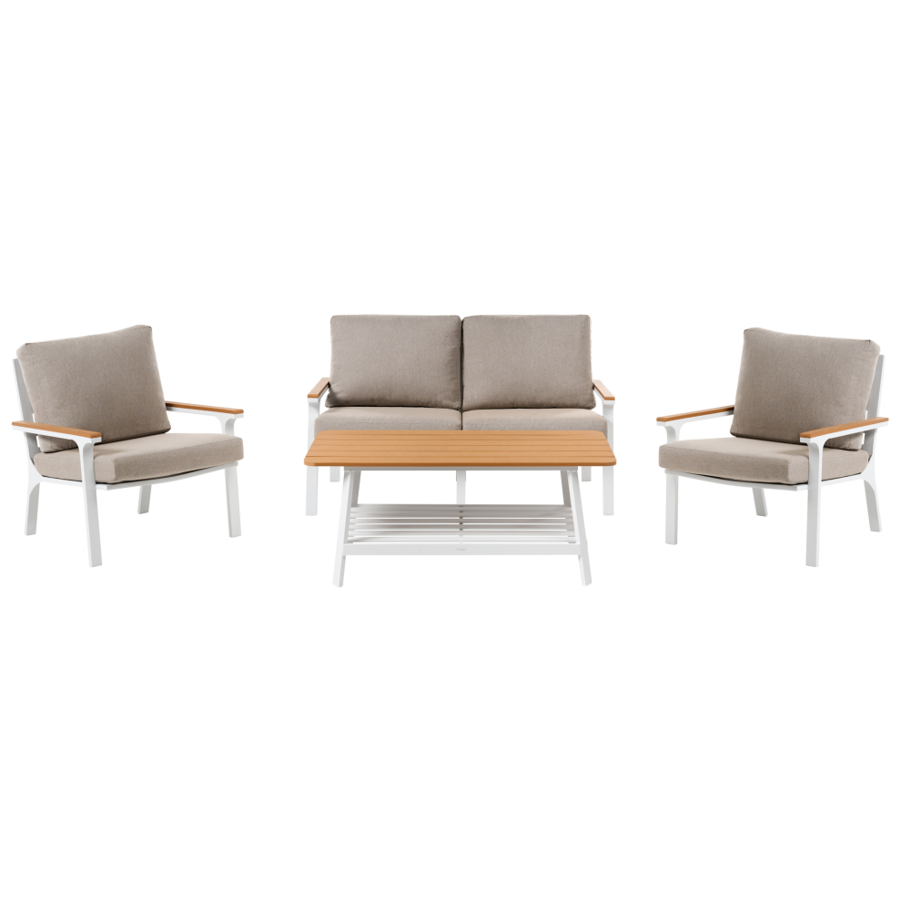 Beliani Garden Lounge Set With Table 4 Seater Orero Taupe