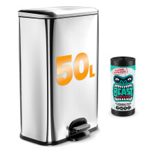Large Kitchen Bin 50L With Soft Close - 70cm High Stainless Steel Pedal Bin