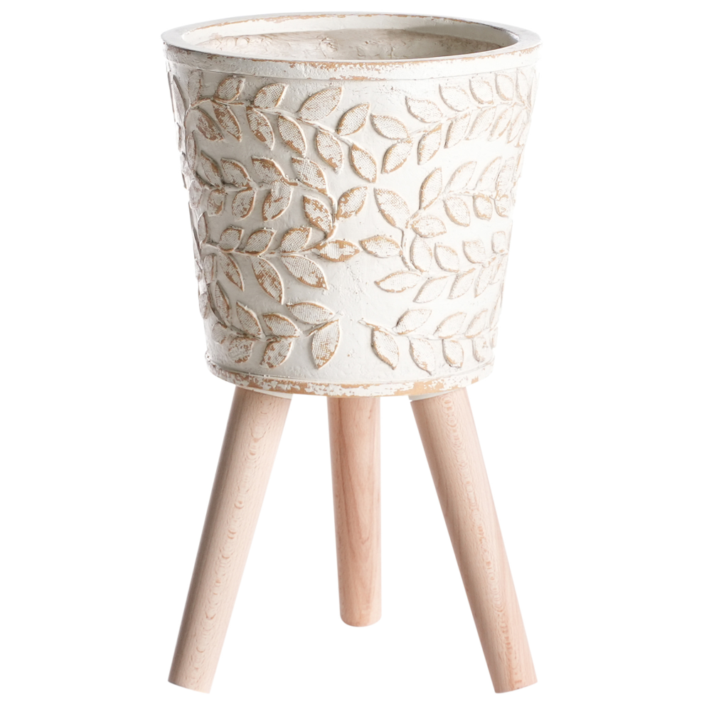 Beliani Elevated Plant Pot Aliartos 26 Cm Off-White