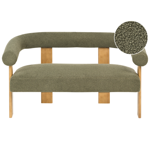 Beliani Sofa 2 Seater ILBRO Boucle Green/ Light Brown