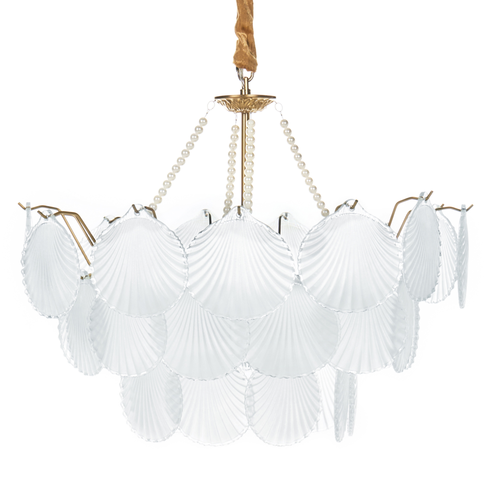 Photos - Chandelier / Lamp Beliani Chandelier BIGOTE Glass Brass 