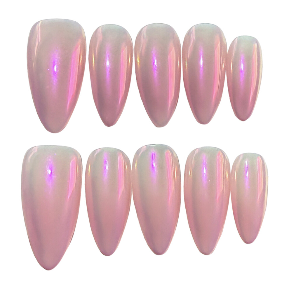 Penghui-Toys (Xs) Pink Aurora Gradient Almond Fake Nails No Bad Smell Environmentally Friendly For Daily And Parties Wearing