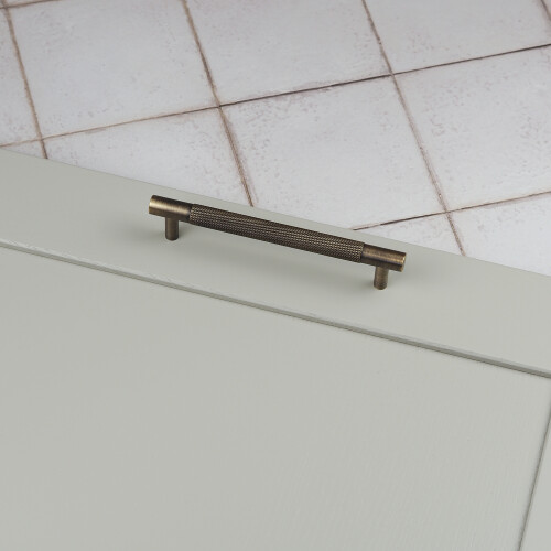 (128mm Handle) Antique Brass Knurled Solid Cabinet Handles & Knobs 2