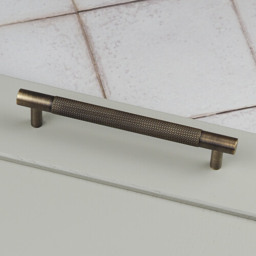 (128mm Handle) Antique Brass Knurled Solid Cabinet Handles & Knobs