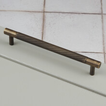 (160mm Handle) Antique Brass Knurled Solid Cabinet Handles & Knobs