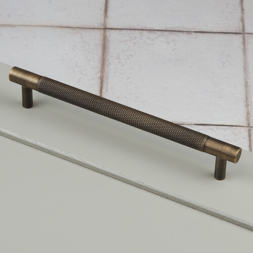 (160mm Handle) Antique Brass Knurled Solid Cabinet Handles & Knobs