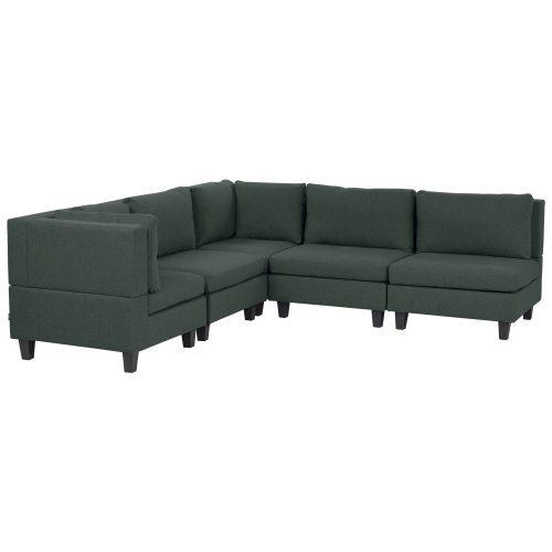 Beliani Modular Corner Sofa 5 Seater UNSTAD Right Hand Dark Green Fabric
