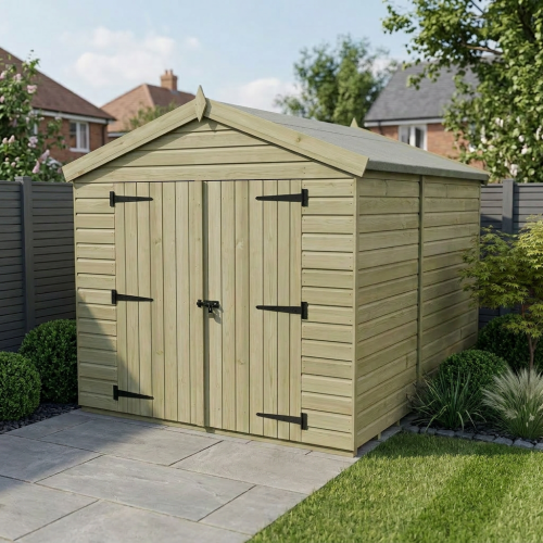 8 x 9 Apex Shed Tanalised (Double Door, No Windows)