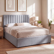 (Light Grey Linen, Double) Vellaro Ottoman Fabric Bed Frame Under Bed Storage, Upholstered Headboard & Gas Lift Storage Base-Bedroom Furniture