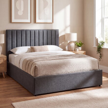 (Dark Grey Linen, King Size) Vellaro Ottoman Fabric Bed Frame Under Bed Storage, Upholstered Headboard & Gas Lift Storage Base-Bedroom Furniture